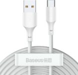 B01LXVHS13-Baseus Cabo USB-A para USB-C 1.5M Carregamento e Dados 40W Branco (2 unidades)