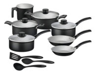 MLB40875812-Jogo de Panelas Tramontina Turim em Alumínio com Revestimento Interno e Externo em Antiaderente Starflon Max Preto 10 Peças