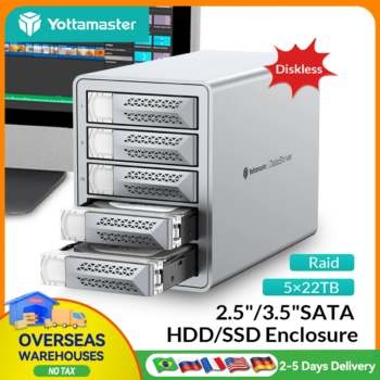 1005009096460279-Yottamaster DataStriver Gabinete 5 Baias 2.5/3.5 SATA USB 3.0