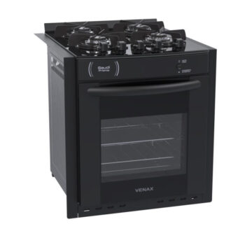 19597263368-Venax Gaudi Prisma Fogão de Embutir 4 Bocas Preto Bivolt