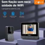 23098285756-INOVA Campainha Vídeo Com Câmera Sem Fio Doméstica E Intercomunicador De Tela