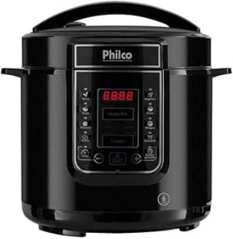 B076HYYY1J-Philco Panela de Pressão Digital Inox PPP01P 6L Preto 220V