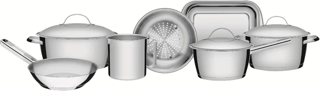 B076MGRV7Z-Jogo de Panelas Tramontina Fundo Triplo Inox 7 Peças