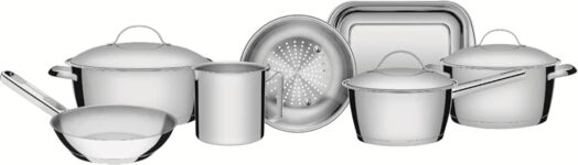 B076MGRV7Z-Jogo de Panelas Tramontina Fundo Triplo Inox 7 Peças