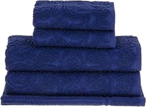 B07MZQP9T3-Buddemeyer Jogo De Toalhas Florentina Banho Azul 5 Peças