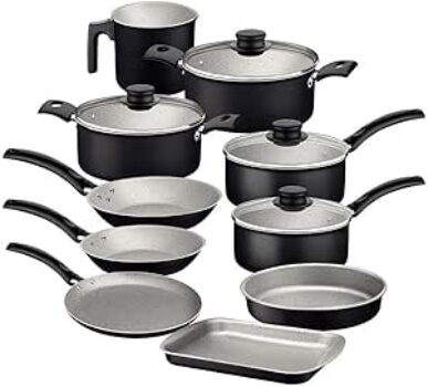 B0CDR1SKHR-Jogo De Panelas Tramontina Turim Alumínio Antiaderente Starflon Max Preto 10...