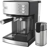 B0FPGCD28T-Oster Kit Cafeteira Nova Primalatte Inox e Moedor de Café Elétrico Inox 220V