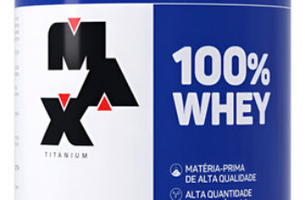 MLB12982625-Suplemento 100% Whey Max Titanium 900g sabor morango