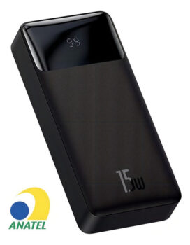 MLB22753279-Baseus Power Bank Portátil Carregador Rápido 20000 mAh 15W Preto