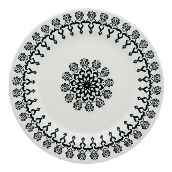 MLB26668692-Biona Conjunto 6 Pratos Rasos Donna Folk 24cm Off White e Preto