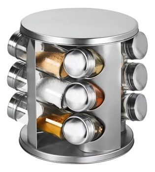 MLB29747822-Porta Condimentos 12 Potes Giratório em Inox