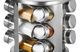 MLB29747822-Porta Condimentos 12 Potes Giratório em Inox