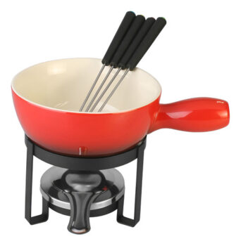 MLB31064063-Lyor Aparelho Fondue 8 Peças Cerâmica Vermelho