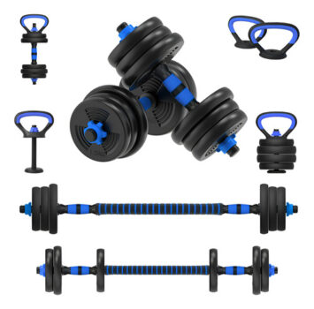 MLB3845988935-Halteres Kettlebell Barbell Regulável Kit 17 Peças até 10kg