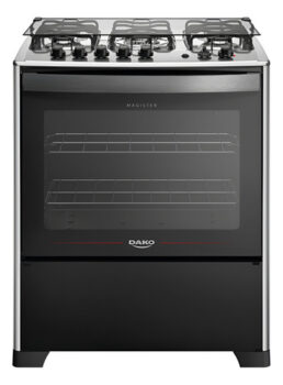 MLB41194280-Fogão 5 Bocas Dako Magister Mesa Inox Grill Preto Bivolt