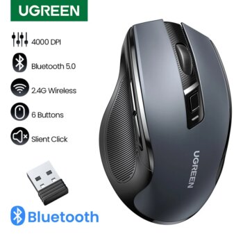 1005003897966457-UGREEN Mouse Sem Fio Ergonômico Bluetooth 5.0 2.4G 4000DPI