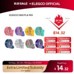 1005007340283912-ELEGOO Filamento PLA Seda 1.75mm 1KG Ouro/Prata