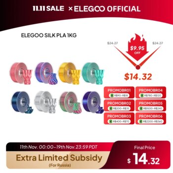 1005007340283912-ELEGOO Filamento PLA Seda 1.75mm 1KG Ouro/Prata