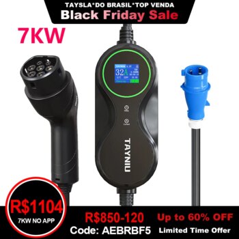 1005007359841213-TAYNIU Carregador Portátil VE 3.5KW/7KW Tipo 2 16A Cabo 5M