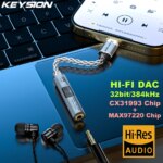 1005008022654552-Keysion Adaptador de Áudio USB-C para 3.5mm DAC CX31993 MAX97220 32bit 384KHz