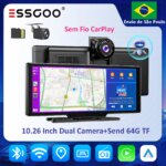1005009777853674-Essgoo Câmera DVR Automotiva 4K com CarPlay e Android Auto Sem Fio