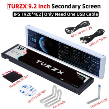 1005009806995030-Turzx Tela Secundária USB 9.2" IPS 1920x462 para Monitoramento de PC