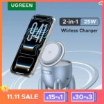 1005010274675908-UGREEN MagFlow 2-em-1 Carregador Sem Fio Magnético Qi2 25W