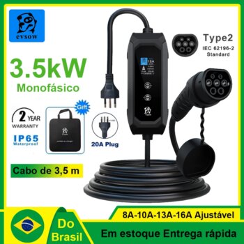 1005010305658570-Evsow Carregador Portátil para Veículo Elétrico Tipo 2 3.5kW 20A