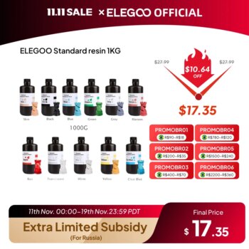 4001079117550-Elegoo Resina Standard 405nm UV 1Kg