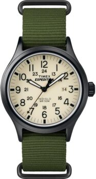 B07FFBHM7F-Timex Expedition Scout Relógio Masculino 40mm Caixa Preta Couro Oliva