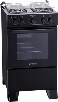 B091RPN1X4-Atlas Mônaco Plus Fogão 4 Bocas Preto Acendimento Automático Mesa Inox