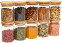 B09JCQLC7D-Oikos Kit 10 Potes de Vidro 250ml com Tampa de Bambu Herméticos Redondos