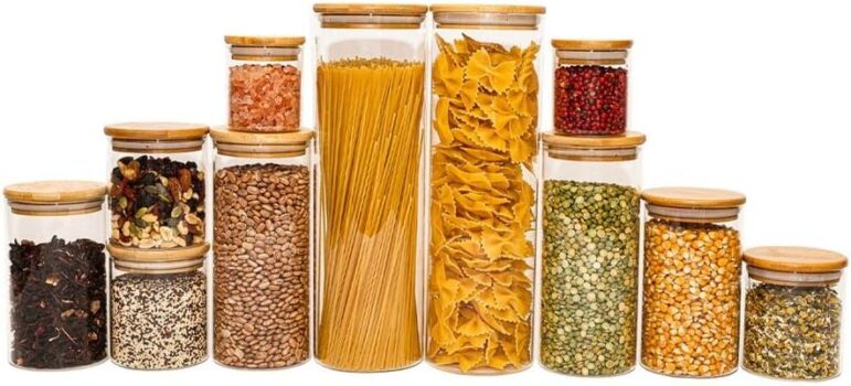 B09JDZ5LW6-Kit 11 Potes de Vidro com Tampa de Bambu Herméticos Oikos