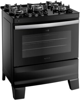 B0CKS5DM34-Atlas Agile Up 5 Bocas Preto Mesa de Vidro Bivolt