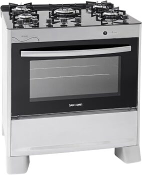 B0D16H3M3Y-Suggar Fogão Neo Glass 5 Bocas Mesa Vidro Automático Prata