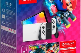 B0D9WTRLTB-Nintendo Switch OLED Branco com Jogo Digital Mario Kart 8 Deluxe e 3 Meses Ni...