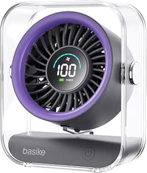 B0FSS19BS6-Basike Mini Ventilador de Mesa com Display Digital e 100 Níveis de Velocidade