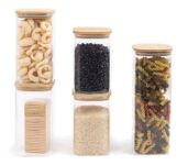 MLB24340559-Oikos Potes Herméticos Vidro Quad Flat 1900/1400/1100ml 5pçs