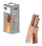 MLB27647447-Brinox Conjunto de Facas Daily 6 Peças Cepo Madeira
