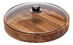 MLB29184106-Gamela Teca Redonda com Tampa de Vidro 35cm