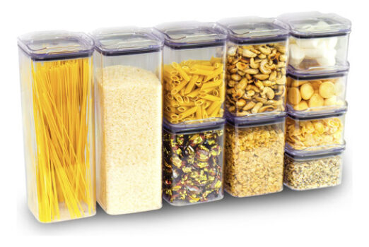 MLB4017812921-Kit 10 Organizadores Pote Hermético Empilhável em Acrílico