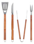 MLB44304311-Kit Churrasco Aço Inox com Cabo de Madeira 4 Peças Cinza