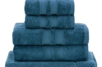 MLB46482523-Buddemeyer Jogo de Toalhas Algodão Egípcio Gigante 5 Peças Azul Marine