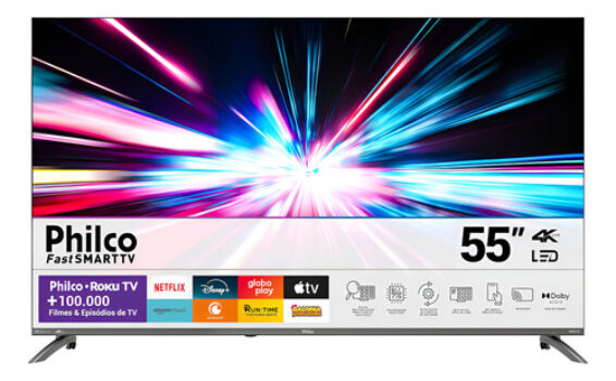 MLB51227402-Smart TV 55" Philco 4K UHD LED Roku P55CRA