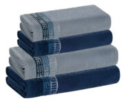 MLB53860436-Karsten Jogo de Toalhas 4 Peças Bosco Fio Cardado 100% Algodão Azul
