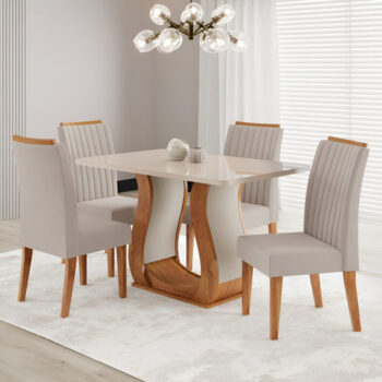 MLB60257806-Viero Conjunto de Jantar Inspirare Mesa Retangular Vidro 120x80