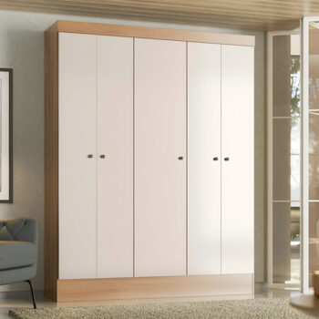 MLB61526898-Demóbile Guarda-roupa Ártico 5 Portas Amêndola Off White