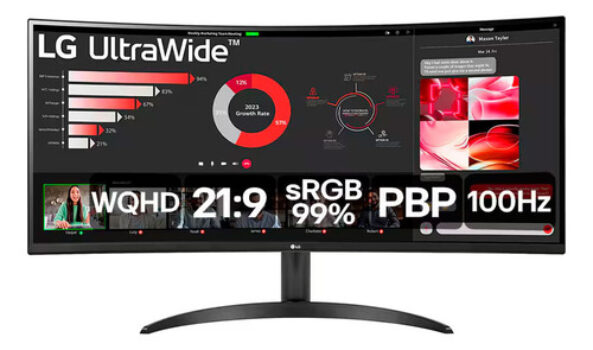 MLBU3519355200-LG Monitor UltraWide 34WR50QC-B 34 Polegadas WQHD Curvo 100Hz