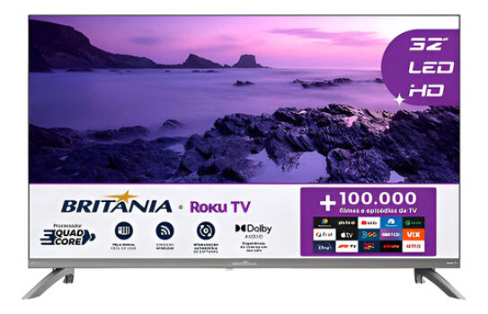 MLBU3536534329-Britânia Smart TV 32 B32CRA HD LED Dolby Audio Roku TV