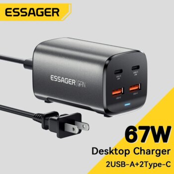 1005006218579832-Essager Carregador GaN 67W USB-C PD QC Multi-Portas